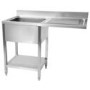 Refurbished Hamoki Stainless Steel Dishwasher Sink 1200mm Wide x 600mm Deep - Single Bowl Right Hand Drainer STSD-126R