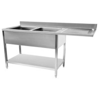 Refurbished Hamoki Stainless Steel Dishwasher Sink 1600mm Wide x 600mm Deep - Double Bowl Right Hand Drainer STSD-166R