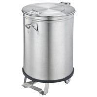 Refurbished Hamoki CGB-100 Commercial Round Waste Bin 100ltr Capacity with Foot Operated Pedal and 2 x Castors