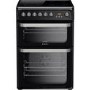 Refurbished Hotpoint Ultima HUE61K 60cm Double Oven Electric Cooker With Ceramic Hob Black