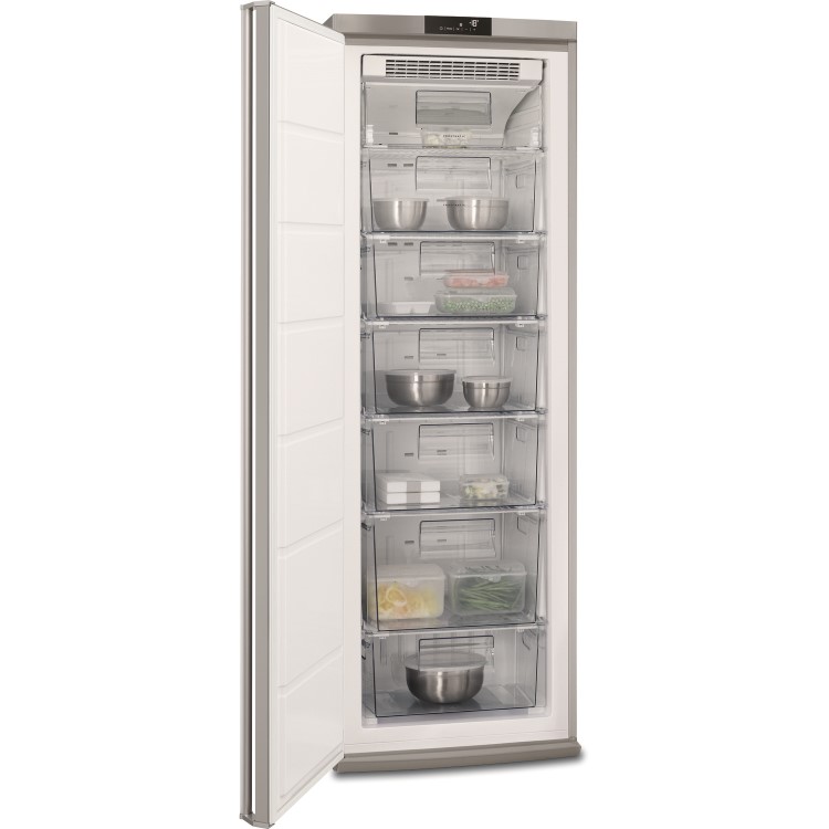 AEG AGE62526NX 229 Litre Freestanding Upright Freezer 185cm Tall Frost Free 60cm Wide - Stainless Steel