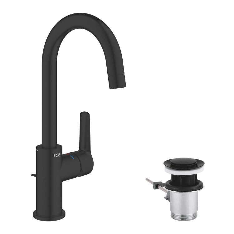 ONLY OPENED - Grohe Start QuickFix Mono Basin Mixer Tap with Waste - Matt Black