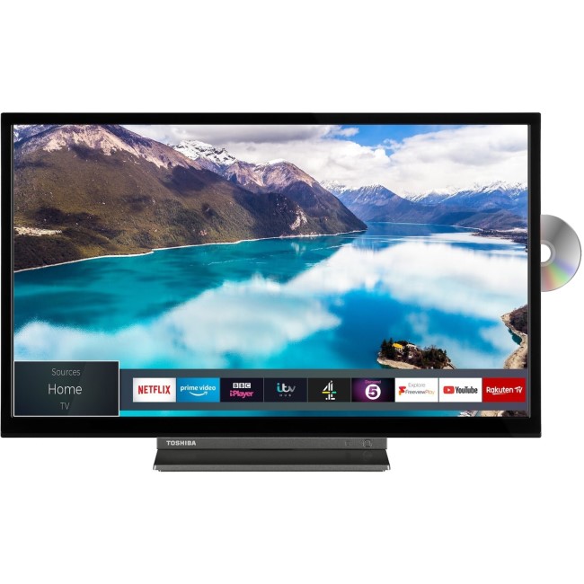 Toshiba 24WD3A63DB 24" HD Ready Smart LED TV with built in DVD Player & Alexa