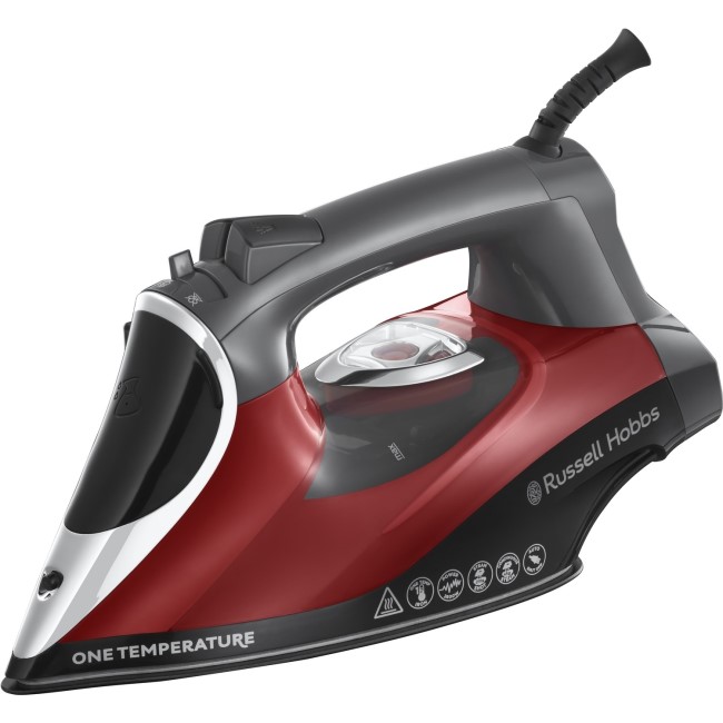 Russell Hobbs 25090 2600W One Temperature Steam Iron - Red & Black