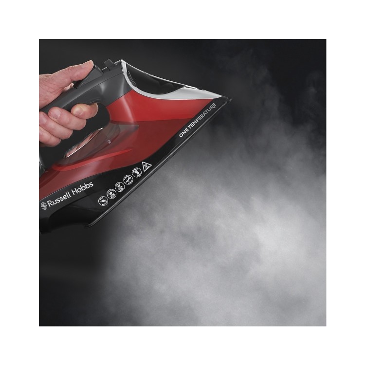 Russell Hobbs 25090 2600W One Temperature Steam Iron - Red & Black