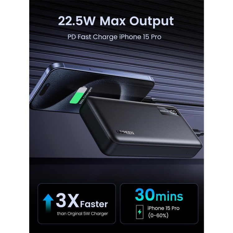 UGREEN 20000mAh PD 20W Power Bank - Black