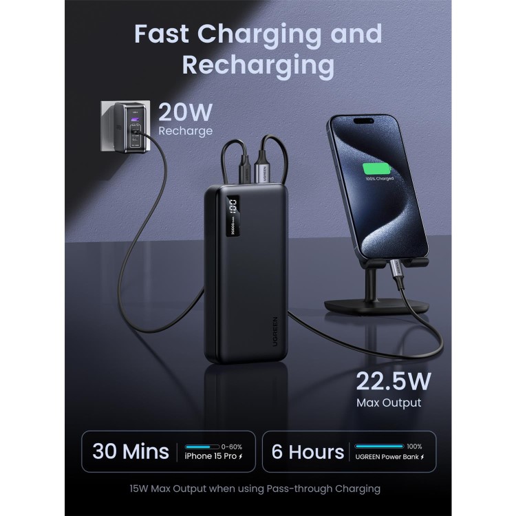 UGREEN 20000mAh PD 20W Power Bank - Black