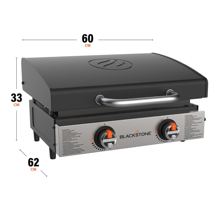 Blackstone 22 Inch 2 Burner Tabletop Gas Plancha Griddle with Hood