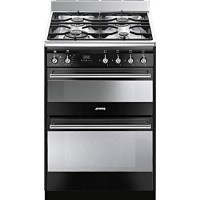 Smeg SUK62MBL8 Concert 60cm Double Oven Dual Fuel Cooker - Black