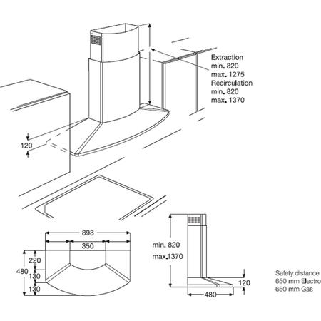 AEG HC5690-M Designer Curved 90cm Chimney Hood - Stainless Steel