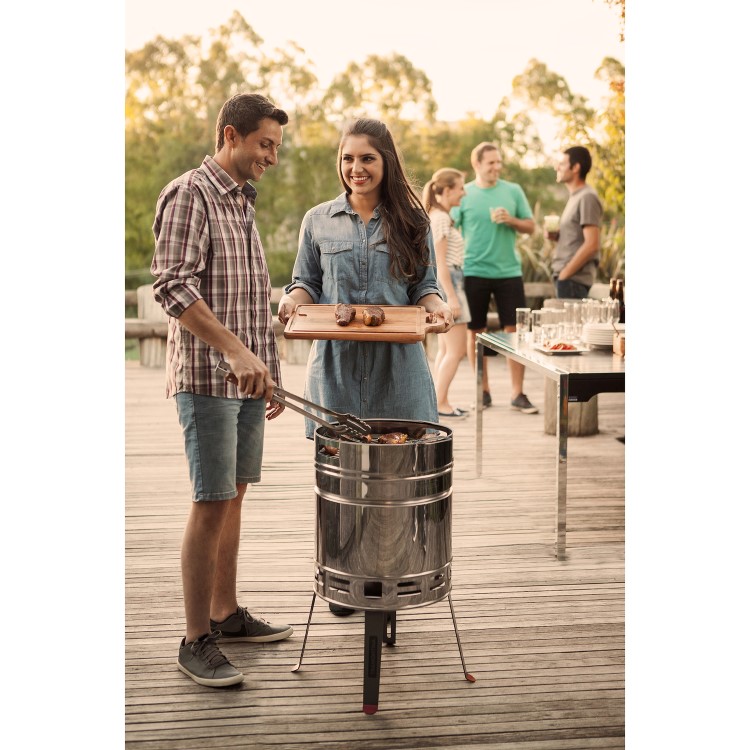Tramontina Beer Barrel Charcoal BBQ Grill - Stainless Steel 