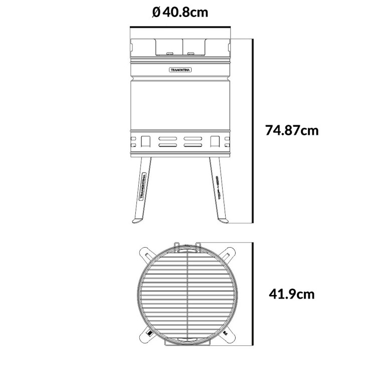 Tramontina Beer Barrel Charcoal BBQ Grill - Stainless Steel 