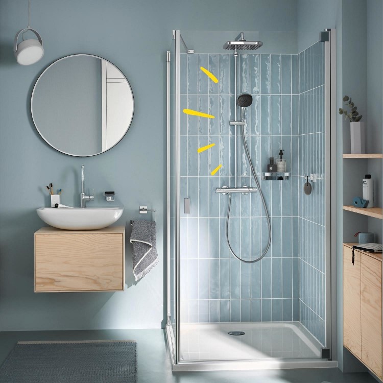 GRADE A1 - GROHE QuickFix Chrome Vitalio Comfort 250 Shower System with Thermostat for Wall Mounting