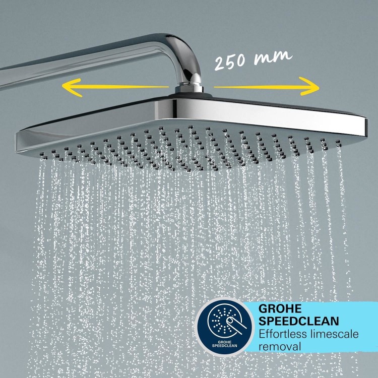 GRADE A1 - GROHE QuickFix Chrome Vitalio Comfort 250 Shower System with Thermostat for Wall Mounting
