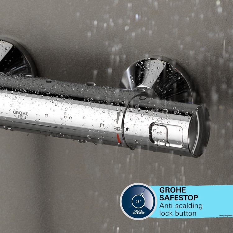 GRADE A1 - GROHE QuickFix Chrome Vitalio Comfort 250 Shower System with Thermostat for Wall Mounting