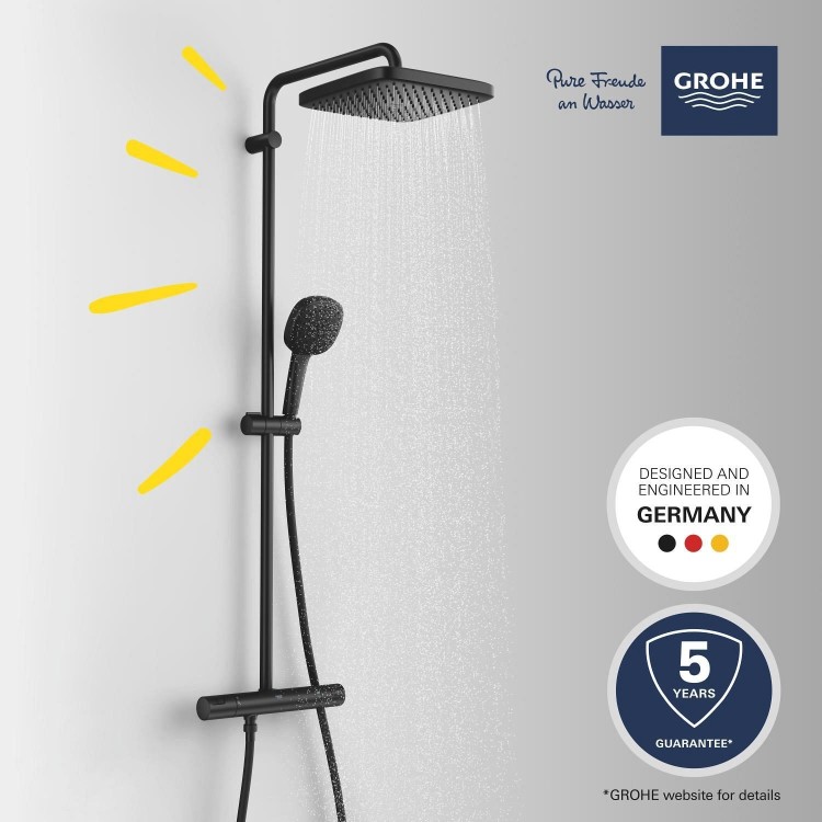 ONLY OPENED - GROHE QuickFix Vitalio Comfort 250 Shower System with Thermostat Wall Mounting
