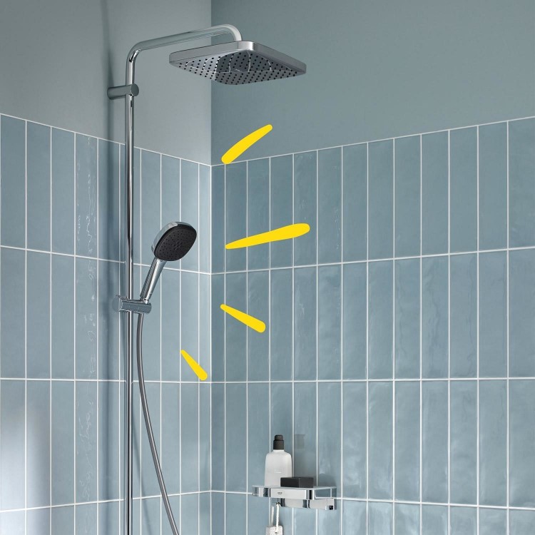 ONLY OPENED - Chrome Exposed square shower with spout