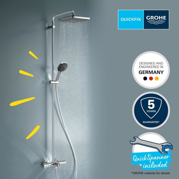 ONLY OPENED - Chrome Exposed square shower with spout