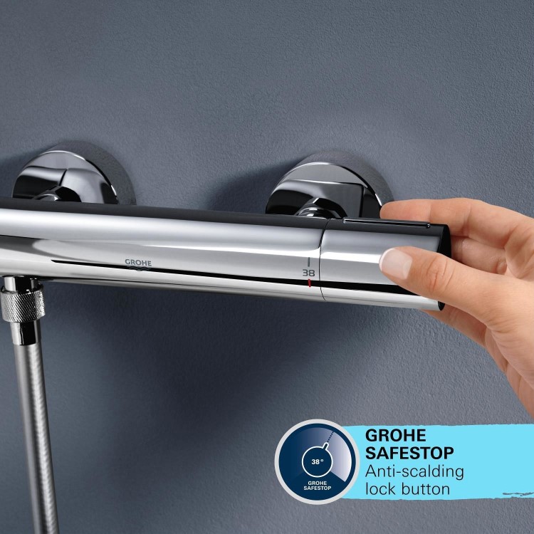 ONLY OPENED - Chrome Exposed square shower with spout