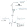 Grohe Euphoria 260 Thermostatic Mixer Bar Shower with Round Overhead &amp; Handset