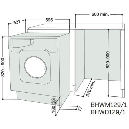 Hotpoint 6.5kg Wash 5kg Dry 1200rpm Integrated Washer Dryer - White