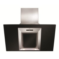 CDA 90cm Angled Chimney Cooker Hood - Stainless Steel & Black Glass