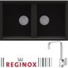 Reginox BEST450B/ASTORIA BEST450 2 Bowl Black Regi-Granite Composite Sink &amp; Astoria Chrome Tap Pack