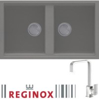 Reginox BEST450TT/ASTORIA BEST450 2 Bowl Titanium Regi-Granite Composite Sink & Astoria Chrome Tap Pack