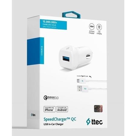 ttec Speedcharger QC 3.0 In-Car Charger 18W + Type-C Cable