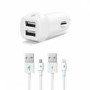 ttec SpeedCharger In-Car Charger Duo USB 3.1A + Cables 