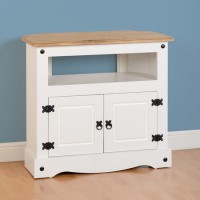 Corner TV Stand in White & Pine TV's up to 30" - Corona
