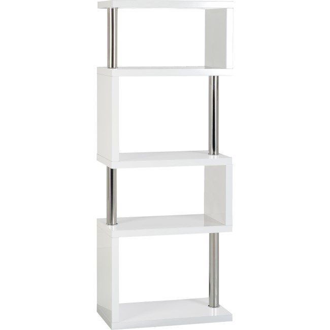 Seconique Charisma 5 Shelf Bookcase unit in White Gloss