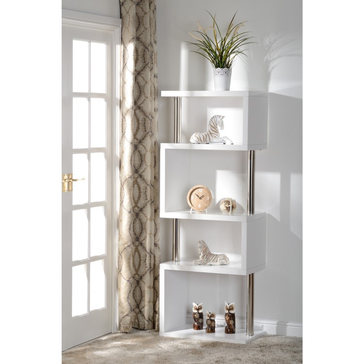 Seconique Charisma 5 Shelf Bookcase unit in White Gloss