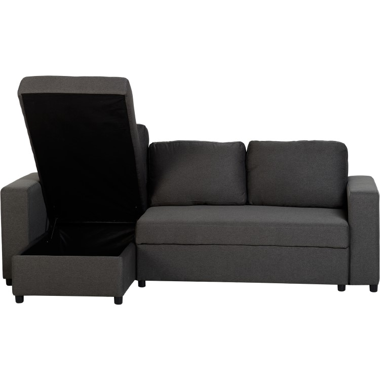 Seconique Dora Corner Sofa Bed in Dark Grey Fabric
