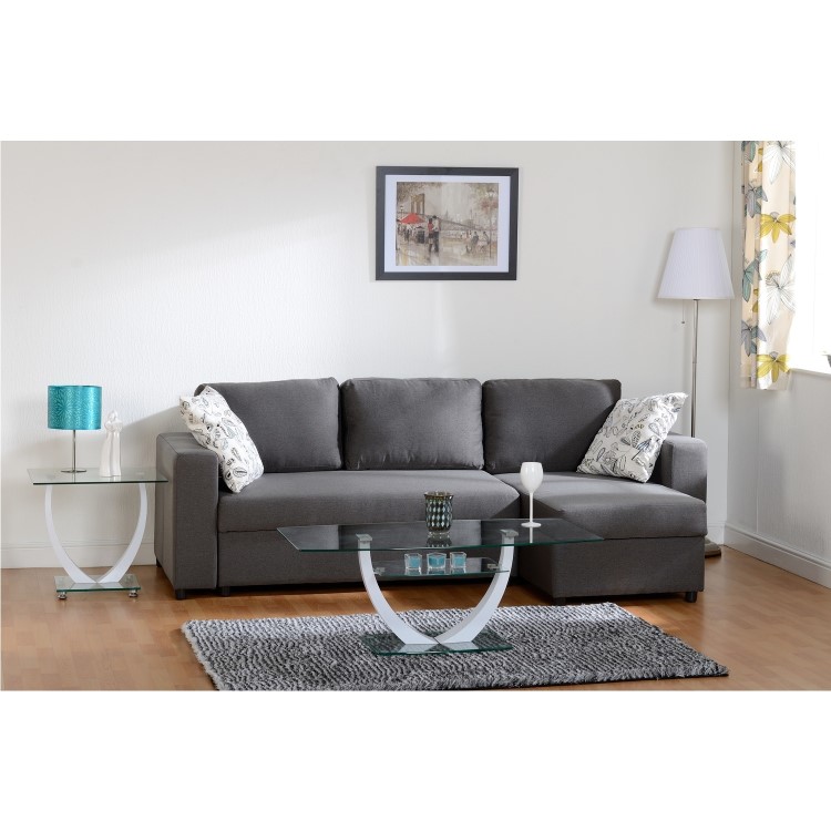 Seconique Dora Corner Sofa Bed in Dark Grey Fabric