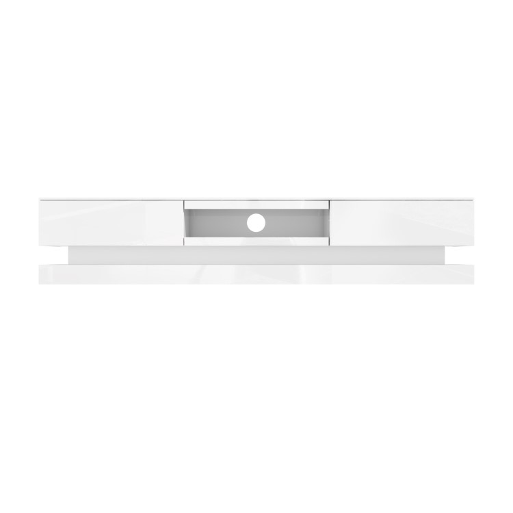 Wide White Gloss TV Stand with Storage & LEDs - TV's up to 70" - Evoque
