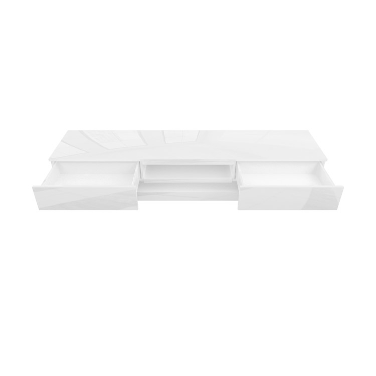 Wide White Gloss TV Stand with Storage & LEDs - TV's up to 70" - Evoque