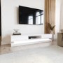 Wide White Gloss TV Stand with Storage & LEDs - TV's up to 70" - Evoque