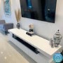 Wide White Gloss TV Stand with Storage - TV's up to 83" - Harlow