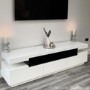 Wide White Gloss TV Stand with Storage - TV's up to 85" - Harlow