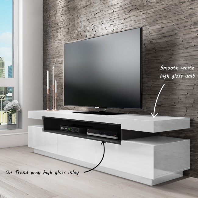 white gloss floating tv unit