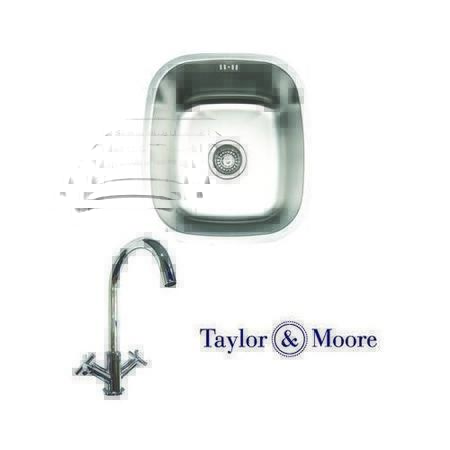 Taylor & Moore Ontario Undermount Single Bowl Stainless Steel Sink & Derby Chrome Tap Pack