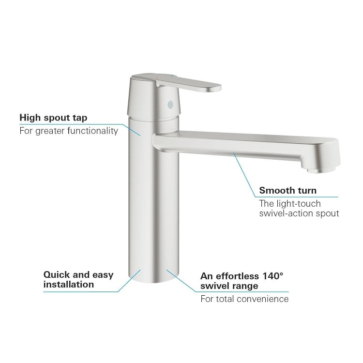 Grohe Get Single Lever Kitchen Mixer Tap - SuperSteel