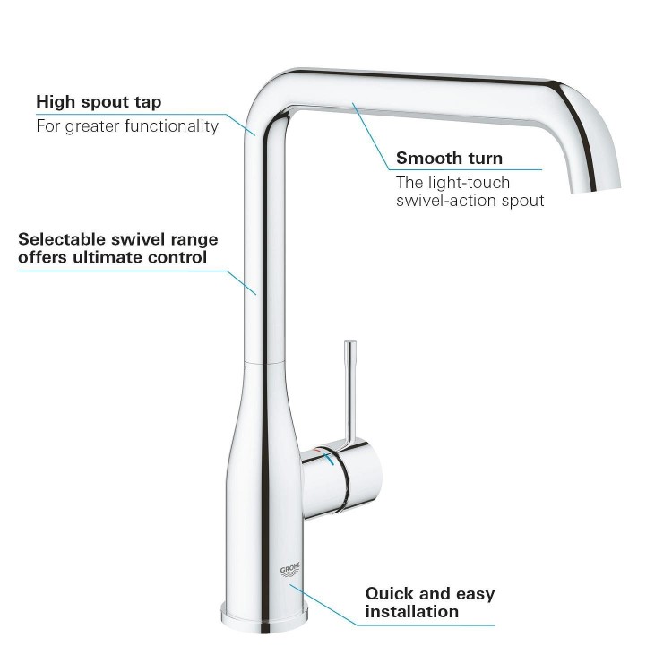 Grohe Essence Single Lever Kitchen Mixer Tap - Chrome