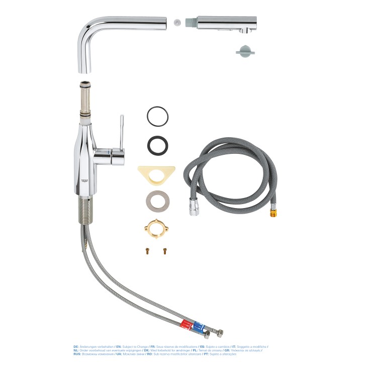 Grohe Chrome Single Lever Pull Out Spray Kitchen Mixer Tap
