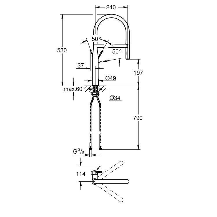 Grohe Essence Chrome Single Lever Pull Out Kitchen Mixer Tap
