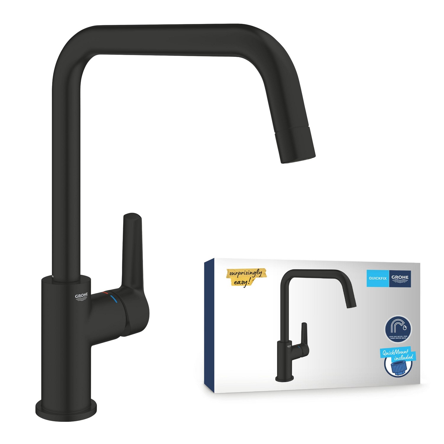 Grohe Start Single Lever Kitchen Mixer Tap - Matt Black