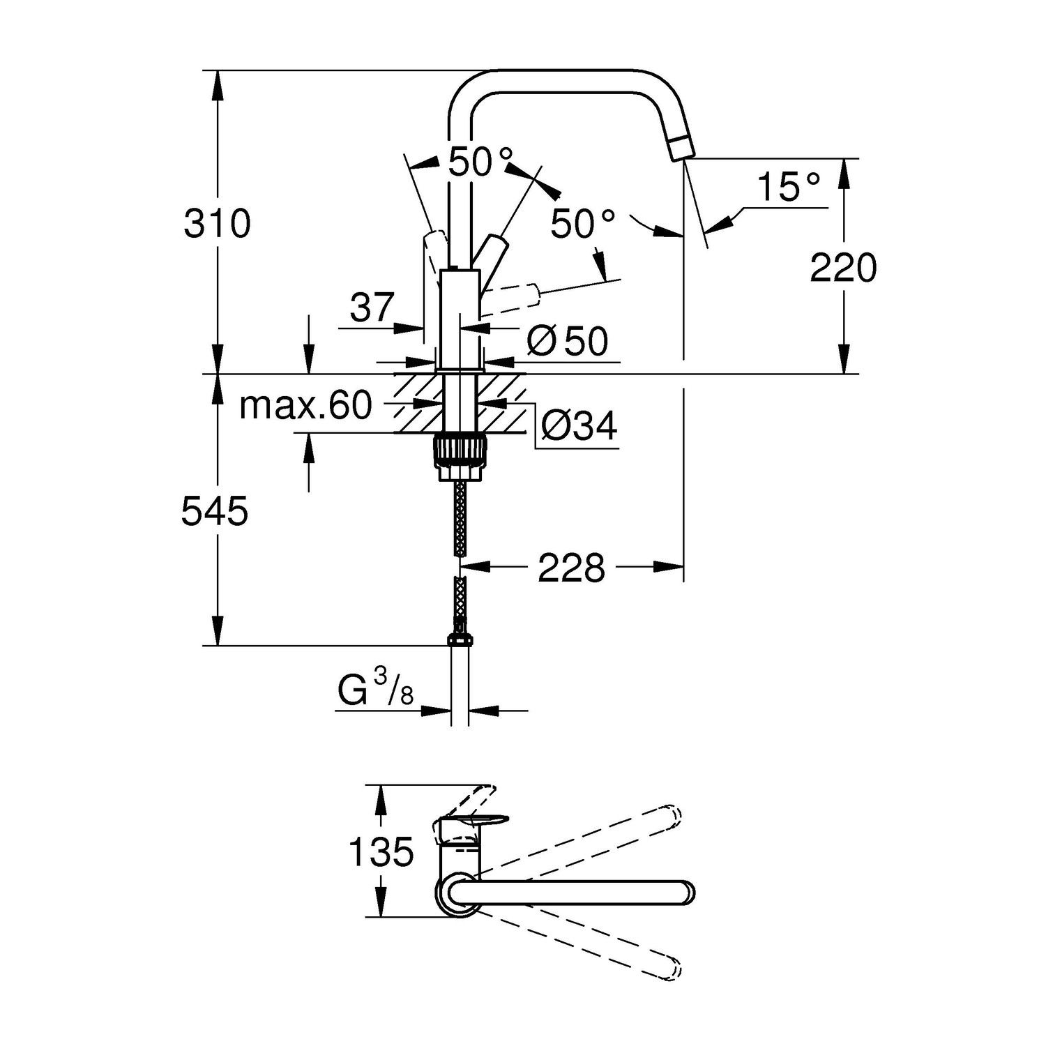Grohe Start Single Lever Kitchen Mixer Tap - Matt Black