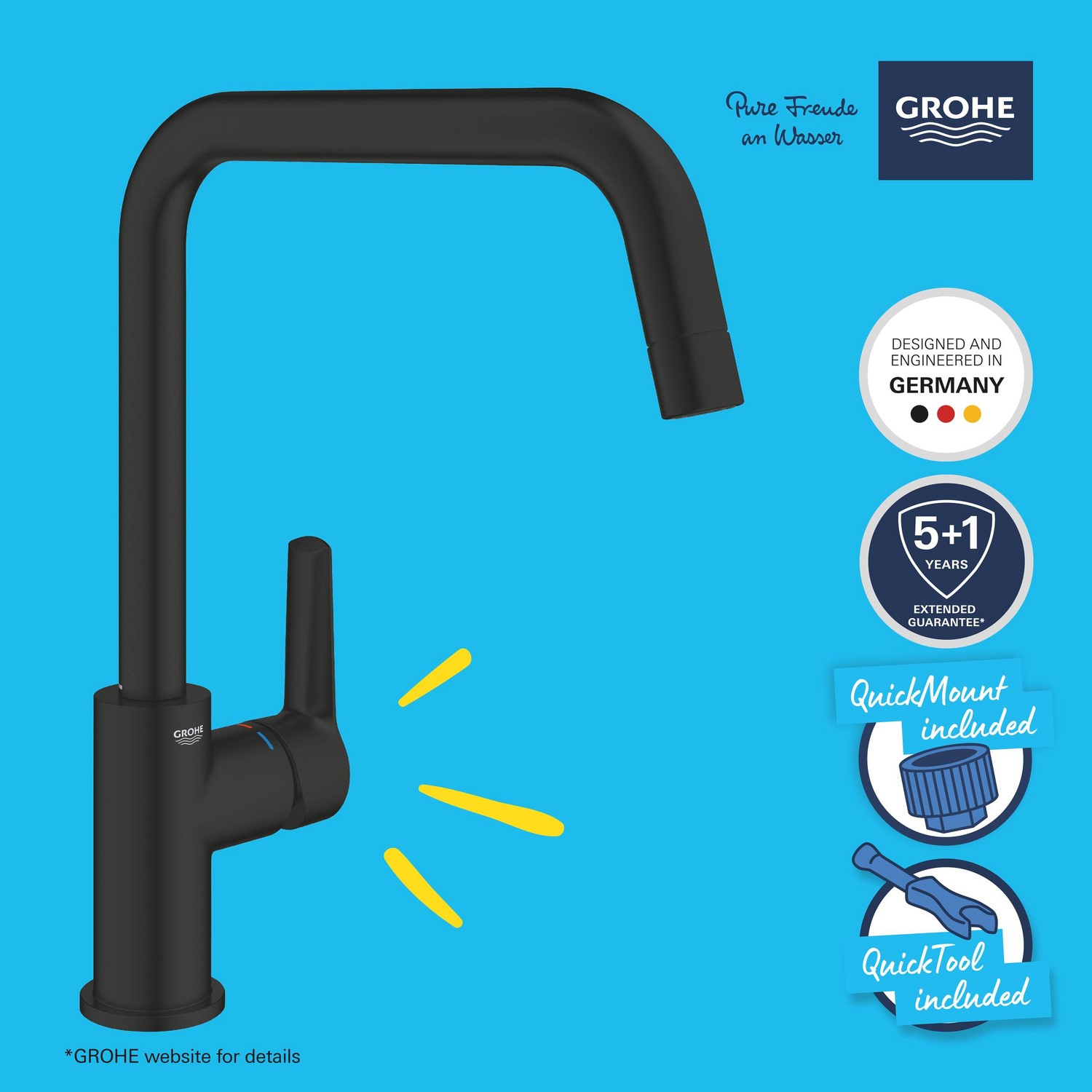 Grohe Start Single Lever Kitchen Mixer Tap - Matt Black