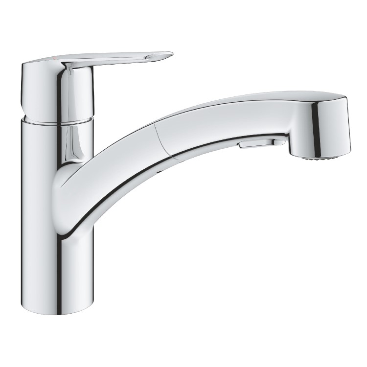 Grohe Start Quick Fix Single Lever Pull Out Monobloc Kitchen Mixer Tap - Chrome